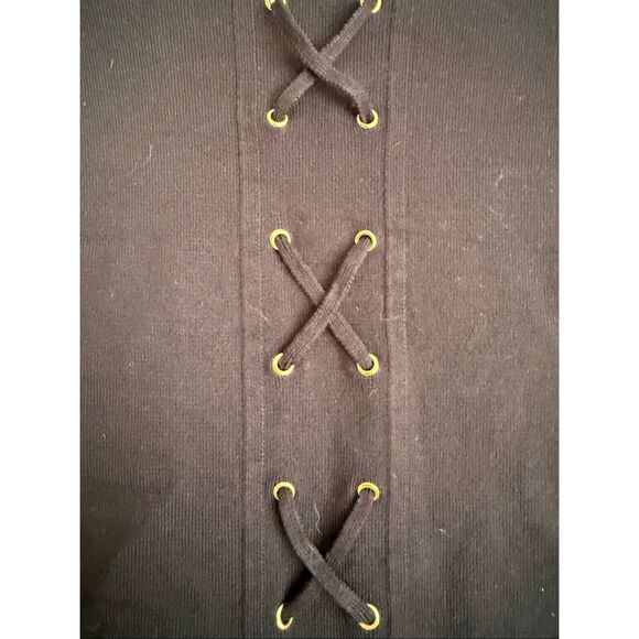 Cache Black w/ Gold Grommet Stitch Back Cropped Cardigan Sweater sz L EUC - Picture 6 of 6